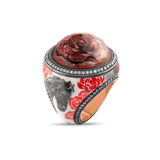 2.40 Carat Natural Diamond Rose Design Ring – Fine Jewelry Design - Gold Stone Diamond