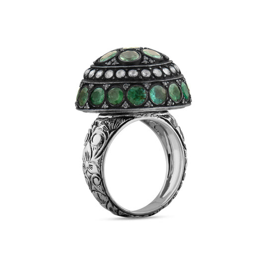 9.09 Carat Natural Diamond and Emerald Ring – Fine Jewelry Design - Gold Stone Diamond