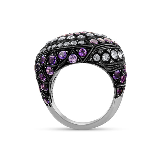 7.61 Carat Natural Diamond and Amethyst Ring – Fine Jewelry Design - Gold Stone Diamond