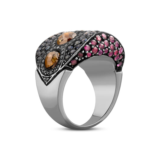 5.92 Carat Natural Diamond and Sapphire Ring – Fine Jewelry Design - Gold Stone Diamond