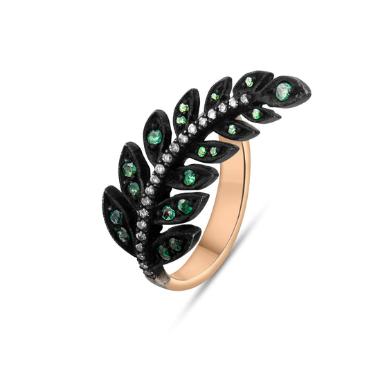 0.63 Carat Natural Diamond and Emerald Ring – Fine Jewelry Design - Gold Stone Diamond