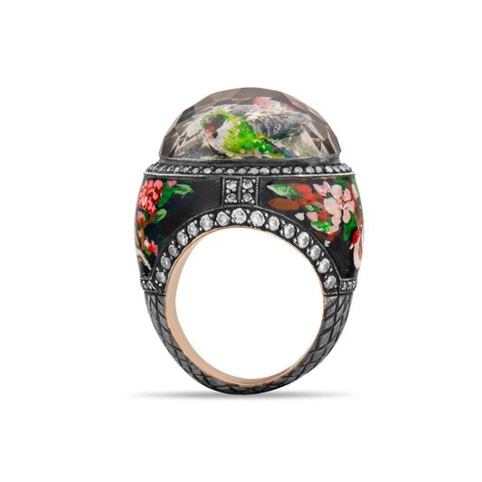 1.40 Carat Natural Diamond and Floral Motif Ring – Fine Jewelry Design - Gold Stone Diamond