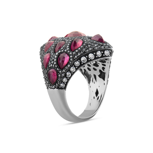 8.40 Carat Natural Diamond and Ruby Ring – Fine Jewelry Design - Gold Stone Diamond
