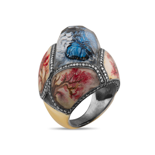 1.90 Carat Natural Diamond Butterfly Design Ring – Fine Jewelry Design - Gold Stone Diamond