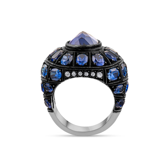 5.20 Carat Natural Diamond and Sapphire Ring – Fine Jewelry Design - Gold Stone Diamond