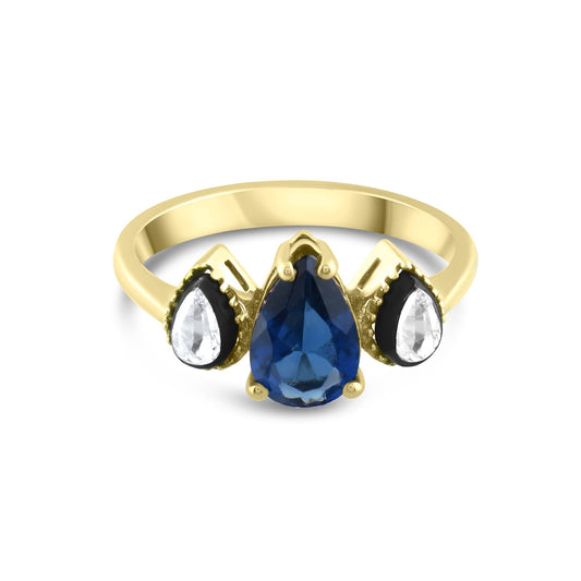 2.00 Carat Natural Diamond and Sapphire Ring – Fine Jewelry Design - Gold Stone Diamond