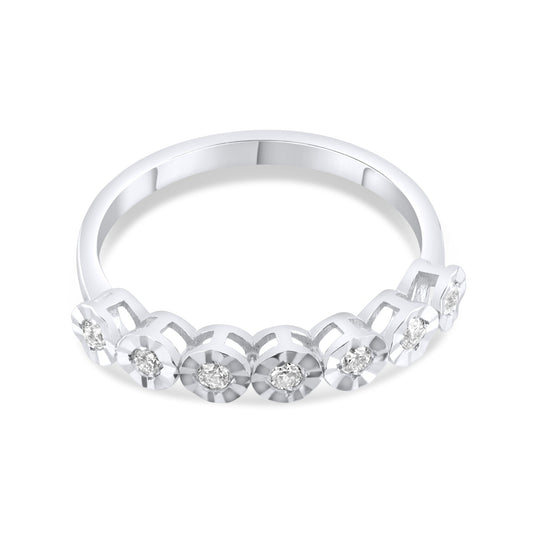 0.12 Carat Natural Seven Diamond Ring – Fine Jewelry Design - Gold Stone Diamond