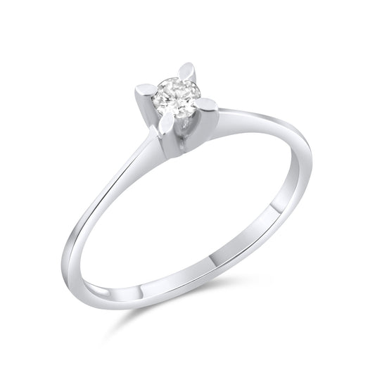 0.12 Carat Natural Diamond Solitaire Ring – Fine Jewelry Design - Gold Stone Diamond