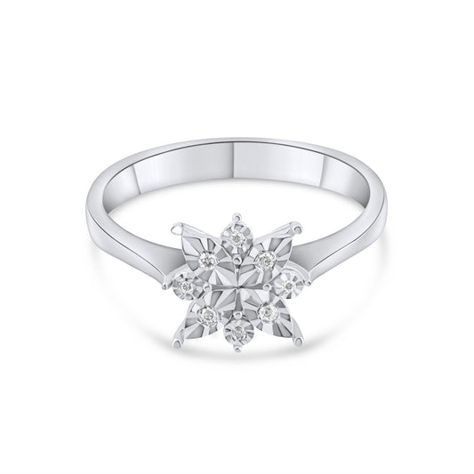 0.05 Carat Natural Diamond Snowflake Ring – Elegant Fine Jewelry Design - Gold Stone Diamond