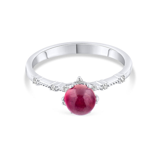 1.02 Carat Natural Diamond and Ruby Ring – Fine Jewelry Design - Gold Stone Diamond