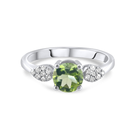 0.86 Carat Natural Diamond and Peridot Ring – Fine Jewelry Design - Gold Stone Diamond