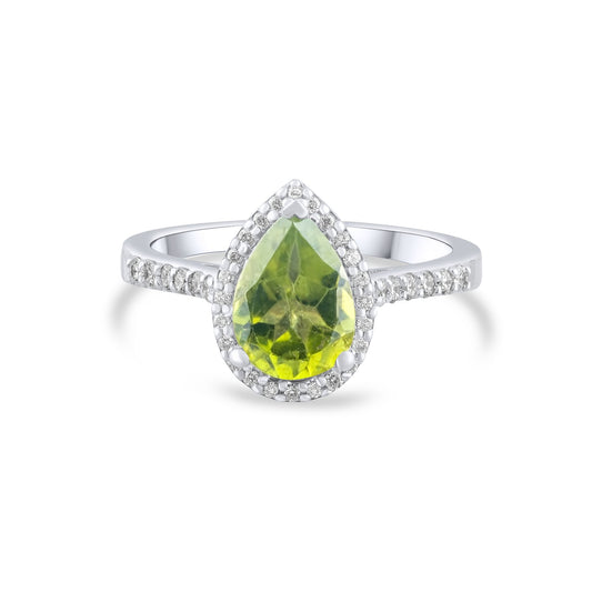 1.06 Carat Natural Diamond and Peridot Ring – Fine Jewelry Design - Gold Stone Diamond