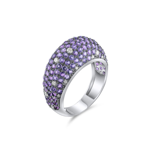2.15 Carat Natural Diamond and Amethyst Ring – Fine Jewelry Design - Gold Stone Diamond