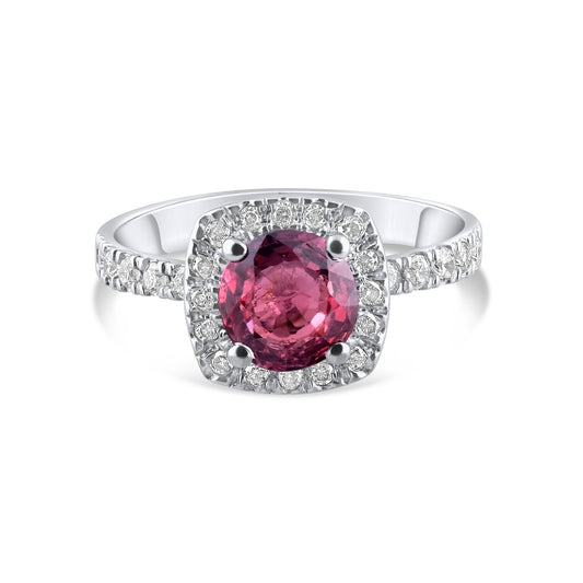 1.78 Carat Natural Diamond and Rhodolite Ring – Fine Jewelry Design - Gold Stone Diamond