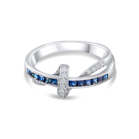 0.63 Carat Natural Diamond and Sapphire Ring – Fine Jewelry Design - Gold Stone Diamond