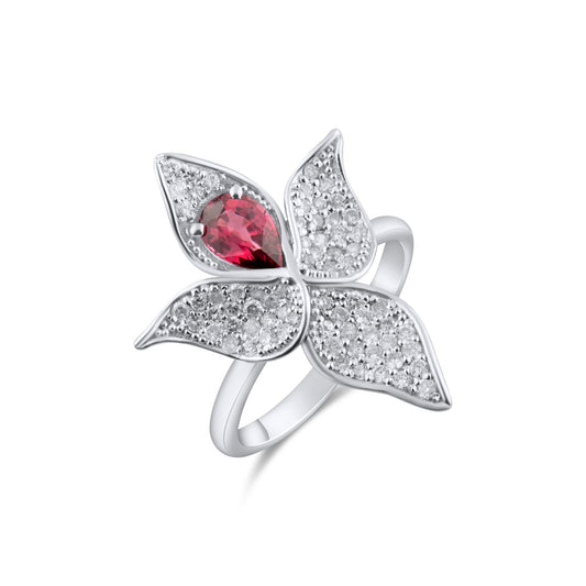 1.27 Carat Natural Diamond and Rhodolite Ring – Fine Jewelry Design - Gold Stone Diamond