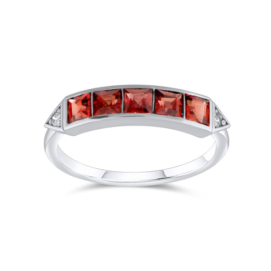 0.83 Carat Natural Diamond and Garnet Ring – Fine Jewelry Design - Gold Stone Diamond