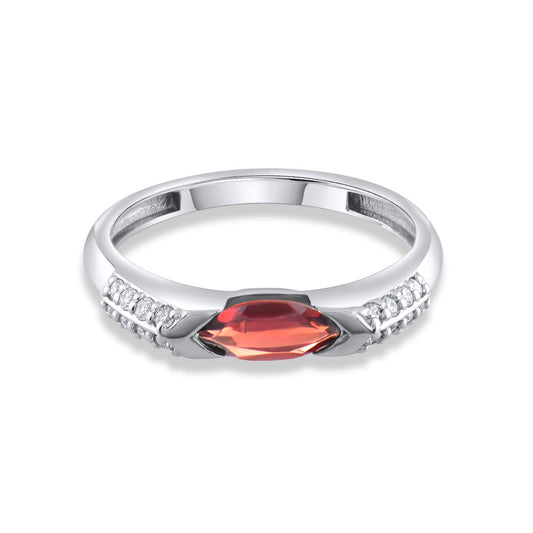 0.65 Carat Natural Diamond and Garnet Ring – Fine Jewelry Design - Gold Stone Diamond