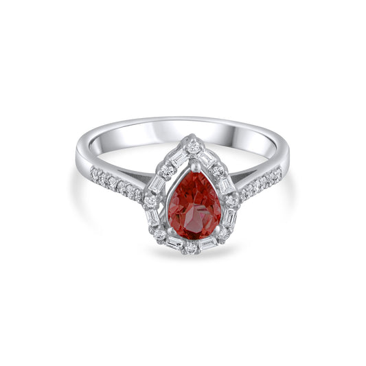 0.99 Carat Natural Diamond and Garnet Ring – Fine Jewelry Design - Gold Stone Diamond