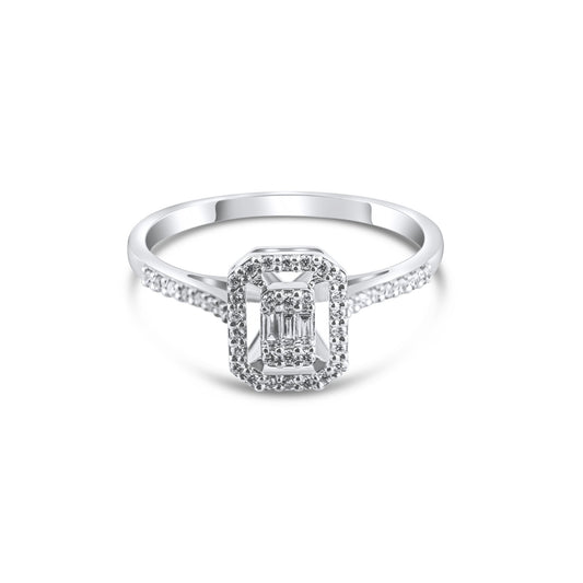 0.18 Carat Natural Baguette Diamond Ring – Fine Jewelry Design - Gold Stone Diamond