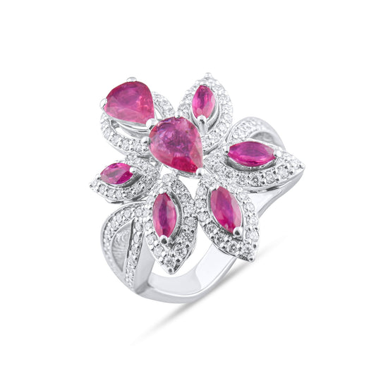2.99 Carat Natural Diamond and Ruby Ring – Elegant Fine Jewelry Design - Gold Stone Diamond