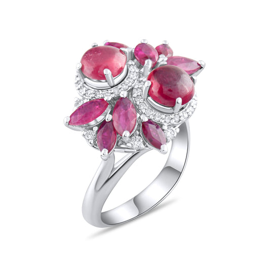 5.07 Carat Natural Diamond and Ruby Ring – Fine Jewelry Design - Gold Stone Diamond