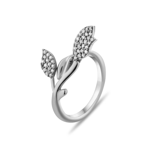 0.26 Carat Natural Diamond Leaf Figure Ring – Fine Jewelry Design - Gold Stone Diamond