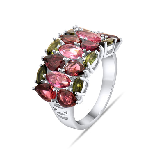 3.68 Carat Natural Diamond and Tourmaline Ring – Fine Jewelry Design - Gold Stone Diamond