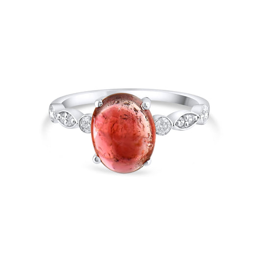 2.67 Carat Natural Diamond and Rhodolite Ring – Fine Jewelry Design - Gold Stone Diamond