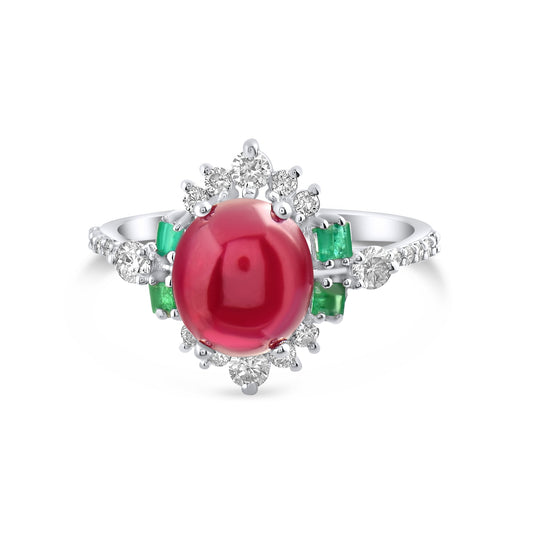 4.37 Carat Natural Diamond and Ruby Ring – Elegant Fine Jewelry Design - Gold Stone Diamond