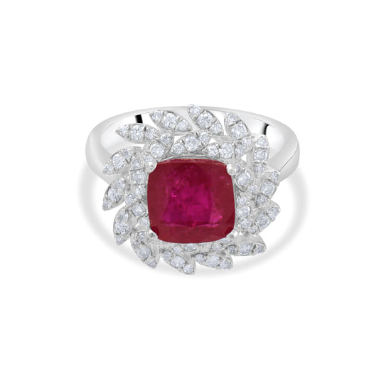 4.10 Carat Natural Diamond and Ruby Ring – Fine Jewelry Design - Gold Stone Diamond