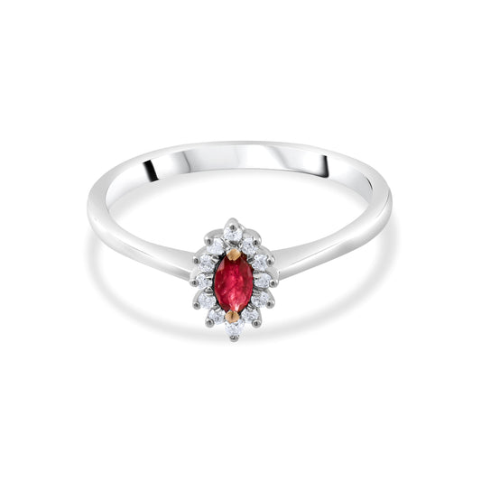 0.23 Carat Natural Diamond and Ruby Ring – Fine Jewelry Design - Gold Stone Diamond