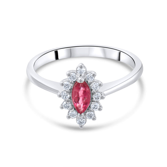 0.31 Carat Natural Diamond and Ruby Ring – Elegant Fine Jewelry Design - Gold Stone Diamond