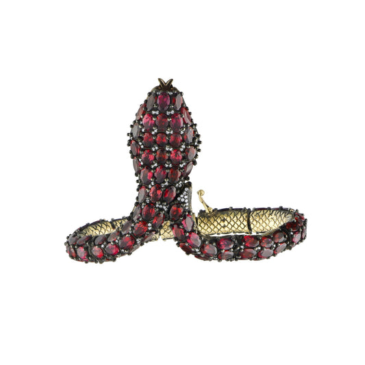 85.09 Carat Rhodolite Garnet Snake Bracelet – Symbolic Fine Jewelry - Gold Stone Diamond
