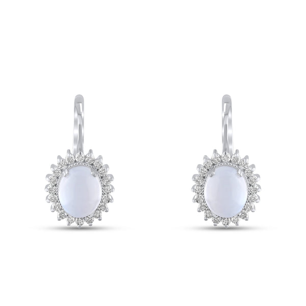 Moonstone and Diamond Earrings