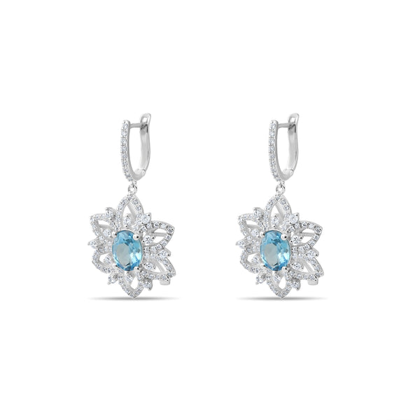 Blue Topaz and Diamond Earrings
