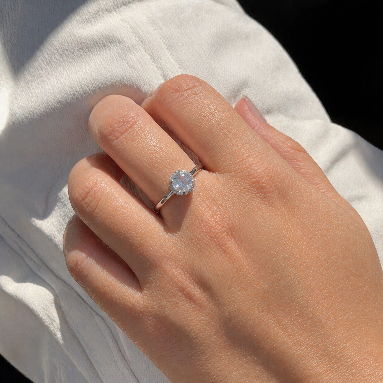 3.39 Carat Natural Diamond & White Topaz Ring