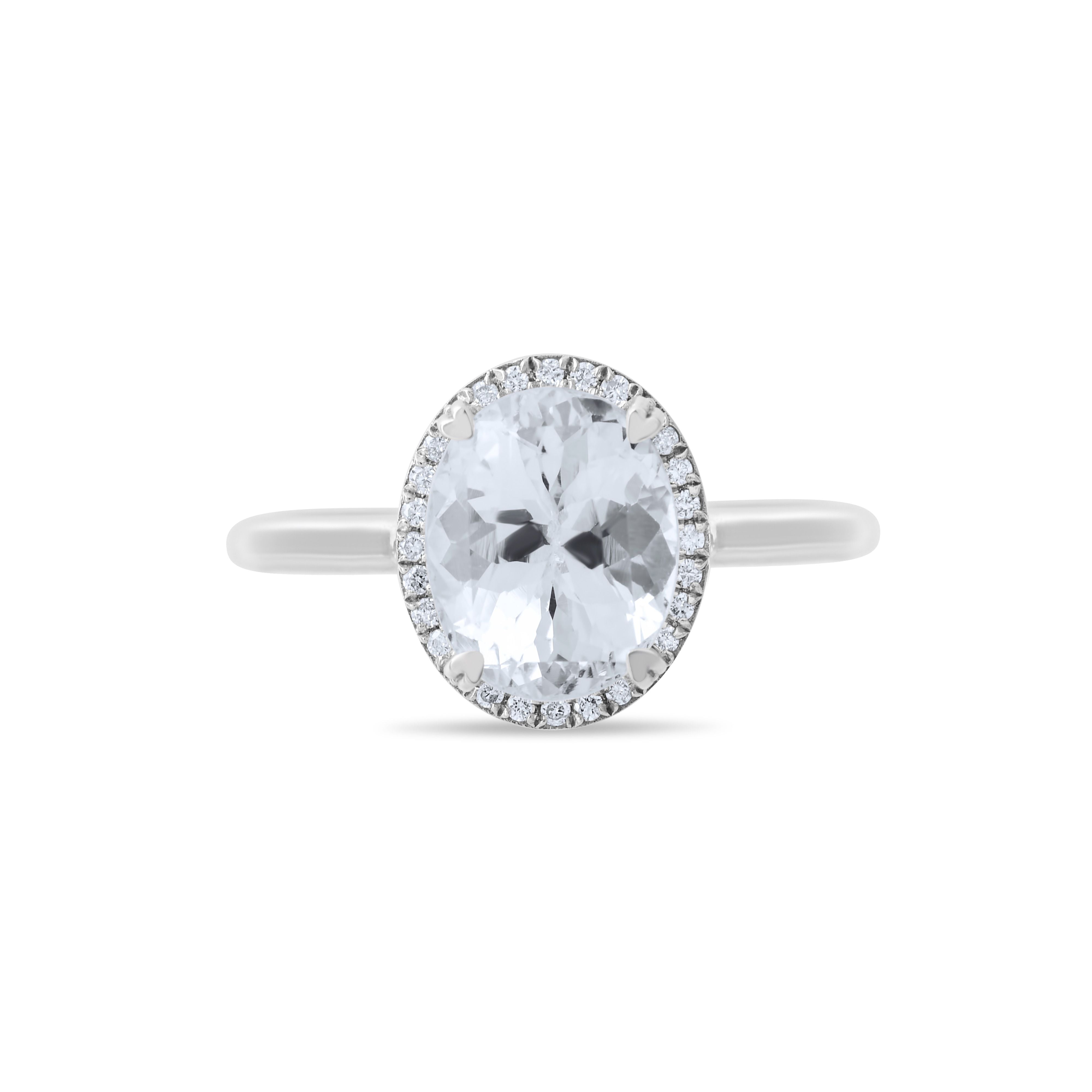 3.39 Carat Natural Diamond & White Topaz Ring