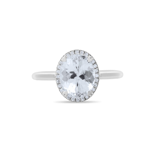3.39 Carat Natural Diamond & White Topaz Ring