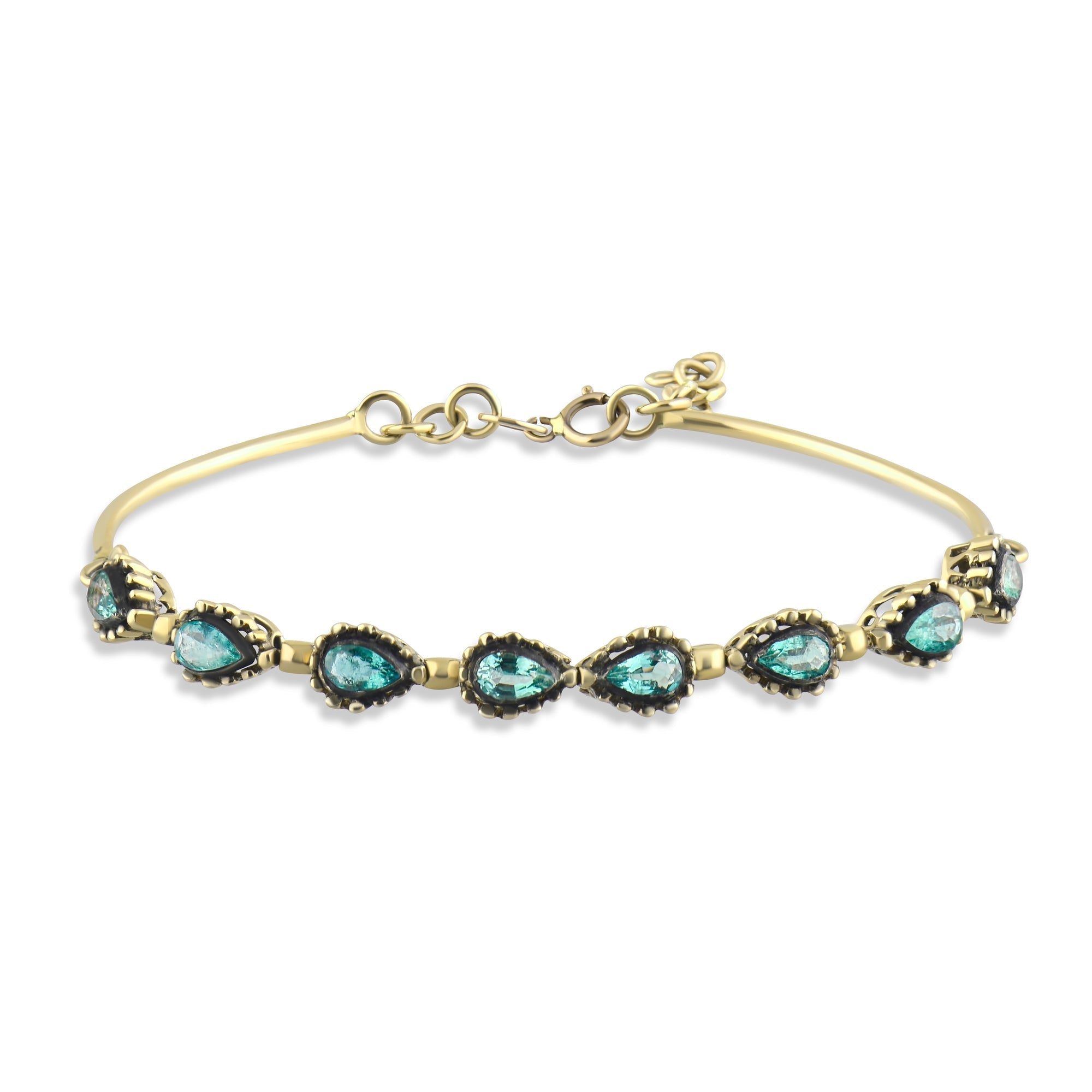 1.6 Carat Natural Emerald Bracelet – Elegant Fine Jewelry Design - Gold Stone Diamond