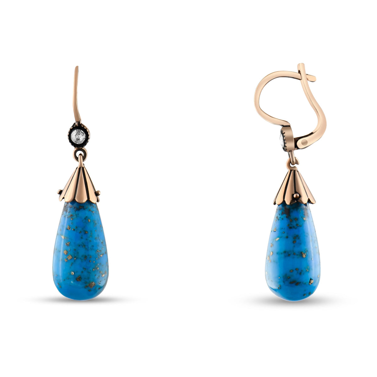 0.14 Carat Natural Diamond and Precious Gemstone Earrings – Fine Jewelry - Gold Stone Diamond