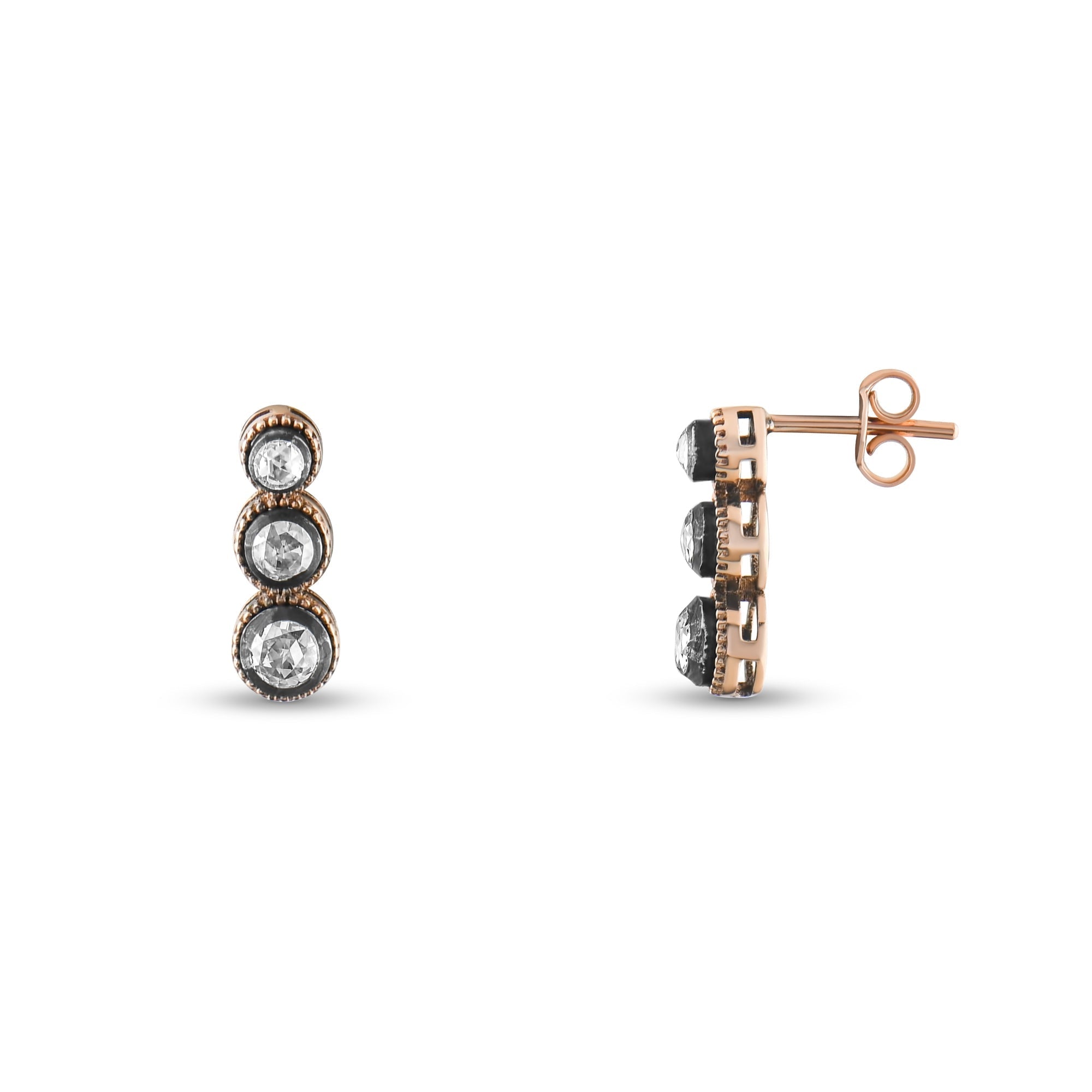 0.87 Carat Tria Diamond Earrings – Elegant Fine Jewelry Design - Gold Stone Diamond