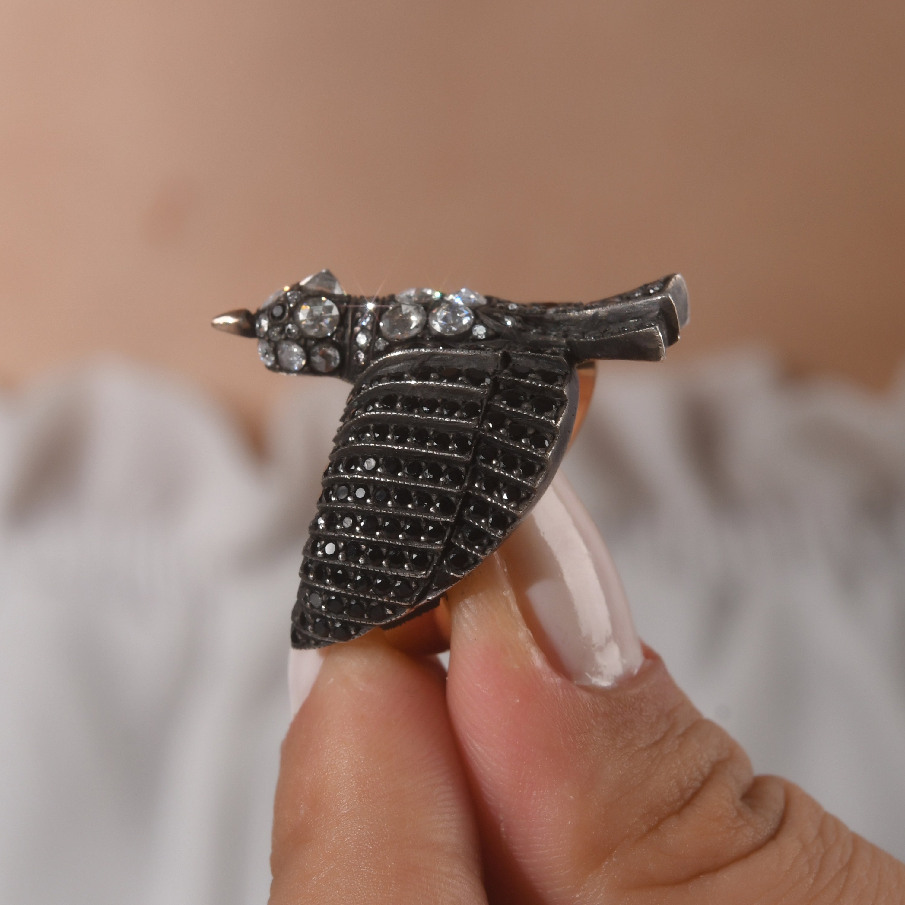 1.02 Carat Natural Diamond Bird Design Ring – Fine Jewelry Design - Gold Stone Diamond