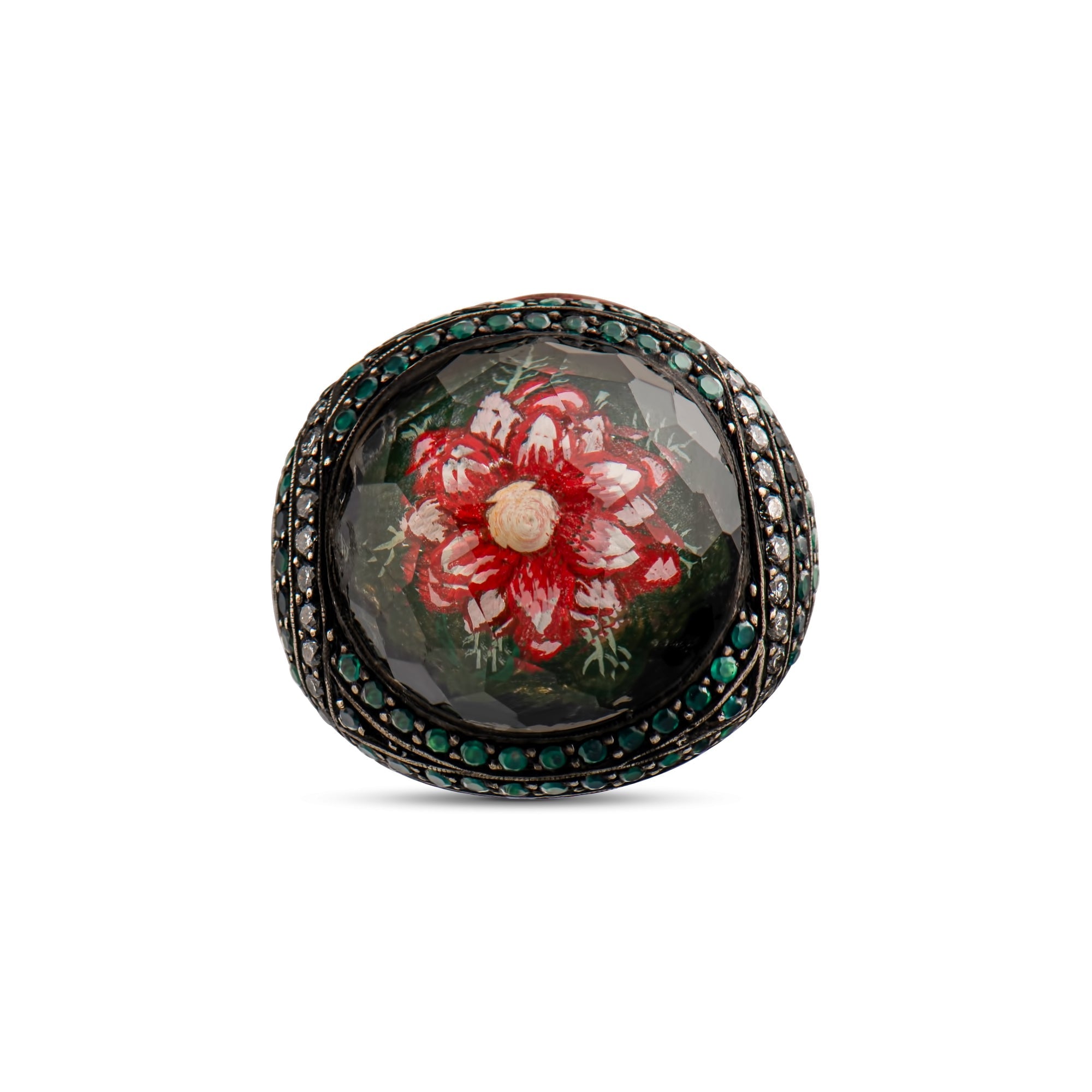 8.09 Carat Natural Diamond and Emerald Ring – Fine Jewelry Design - Gold Stone Diamond