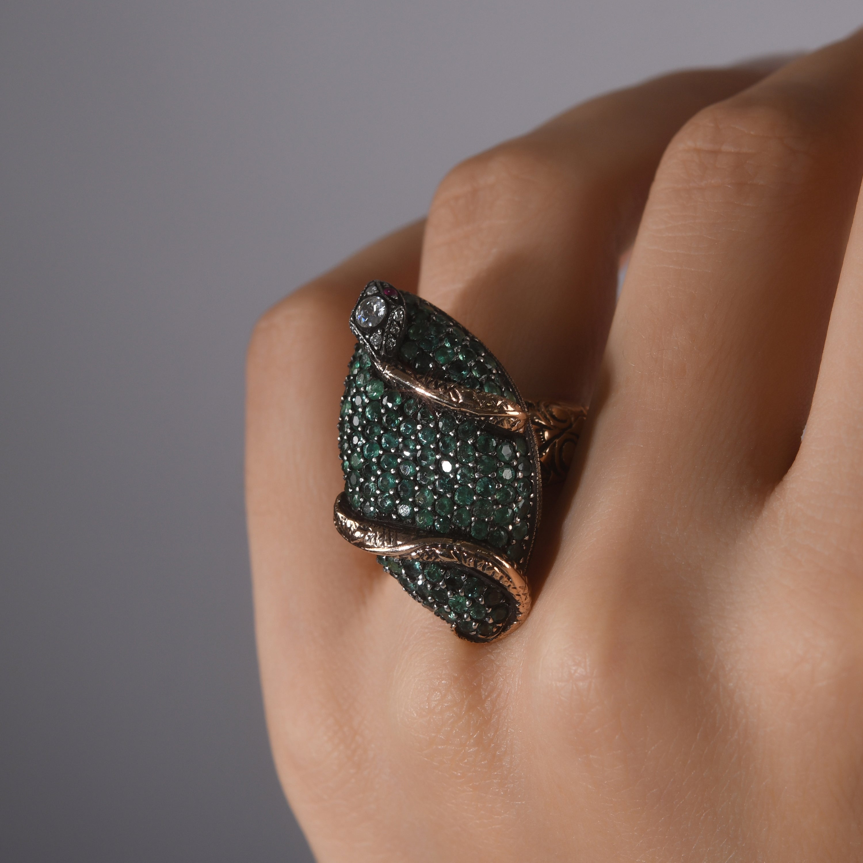 3.61 Carat Natural Diamond and Emerald Ring – Fine Jewelry Design - Gold Stone Diamond