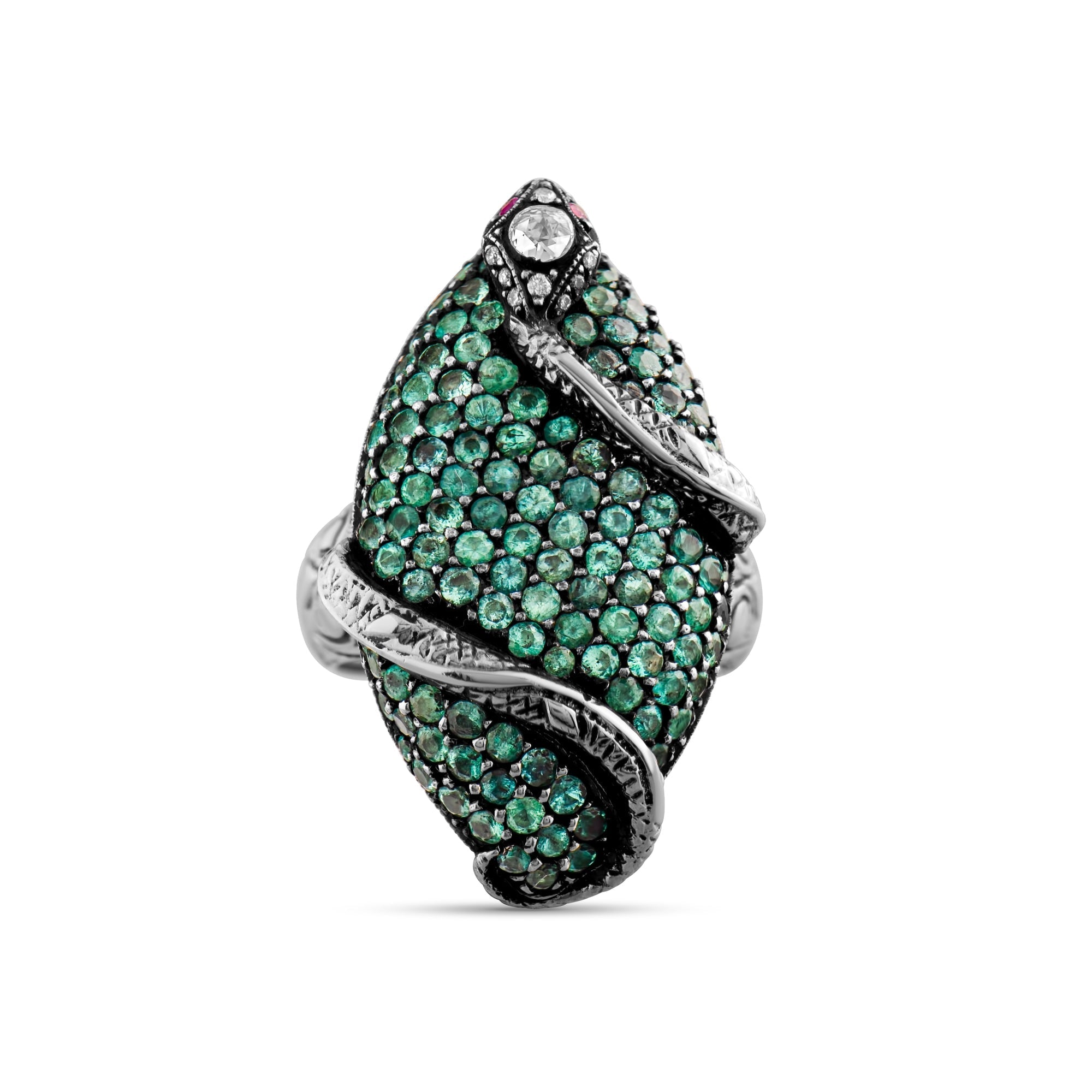3.61 Carat Natural Diamond and Emerald Ring – Fine Jewelry Design - Gold Stone Diamond