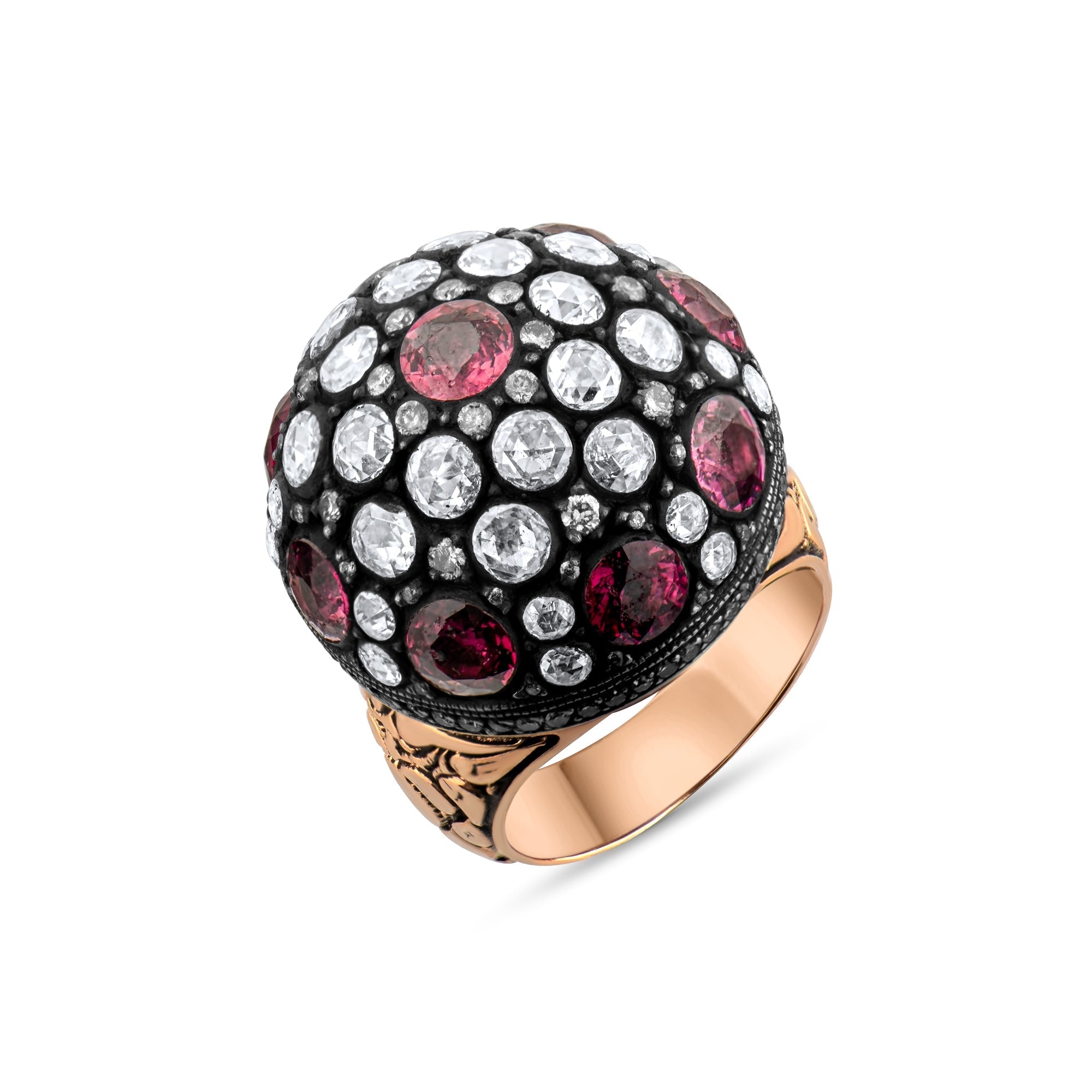 6.22 Carat Natural Diamond and Ruby Ring – Elegant Fine Jewelry Design - Gold Stone Diamond