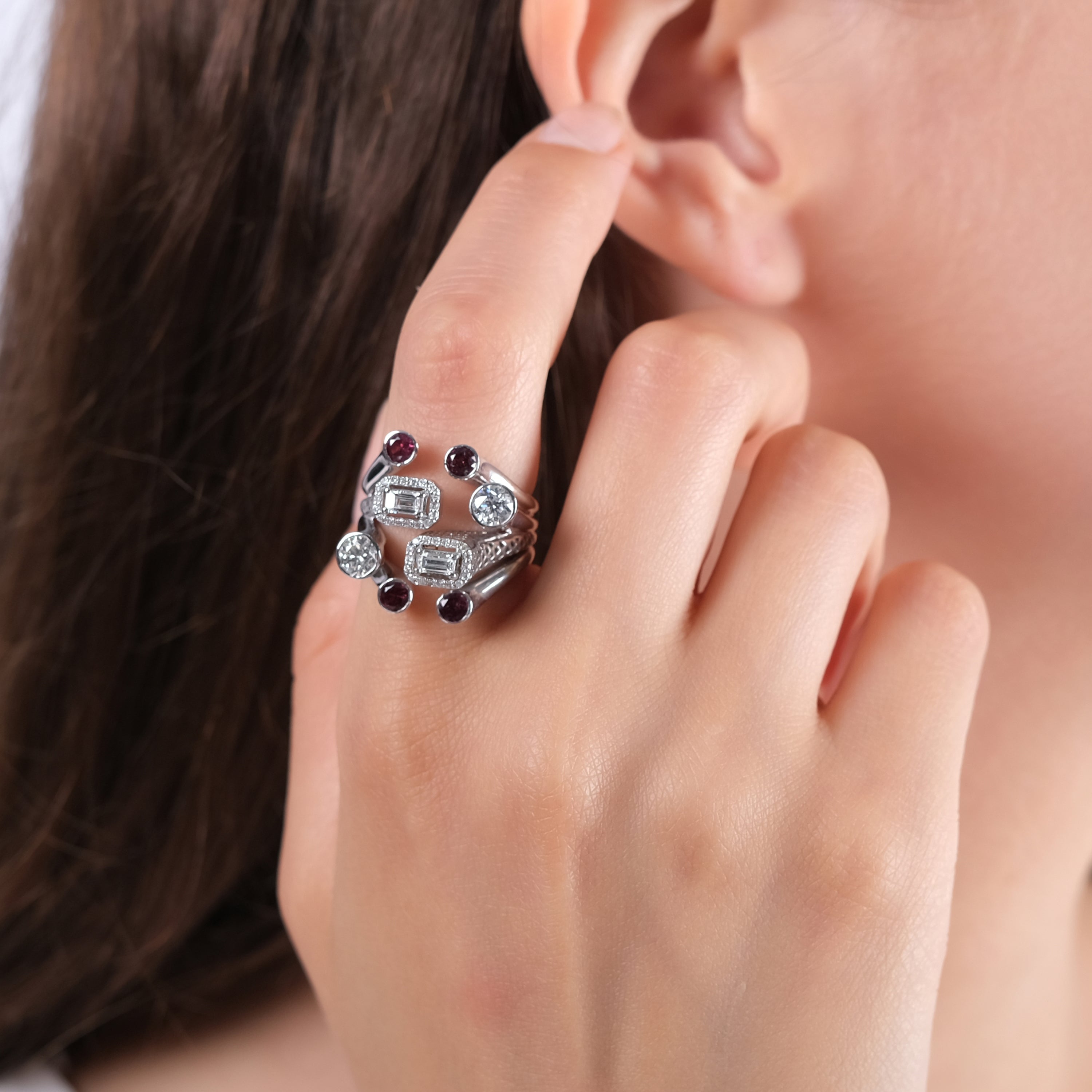 2.75 Carat Natural Diamond and Ruby Ring – Elegant Fine Jewelry Design - Gold Stone Diamond