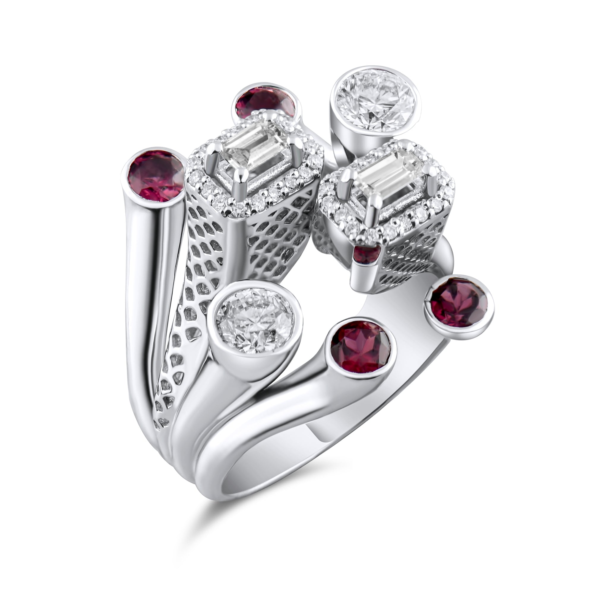 2.75 Carat Natural Diamond and Ruby Ring – Elegant Fine Jewelry Design - Gold Stone Diamond