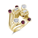 2.75 Carat Natural Diamond and Ruby Ring – Elegant Fine Jewelry Design - Gold Stone Diamond